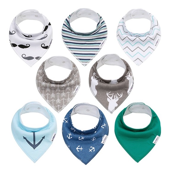 8-pack Baby Bandana Drool Bibs for Boys - Picture 1 of 8